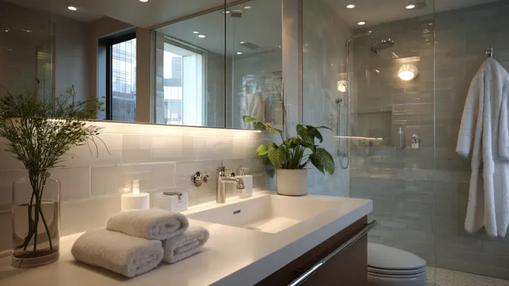 Modern bathroom mirror installed, Queens NYC