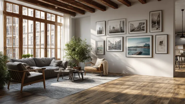 Modern picture frame installation in Manhattan apartment, New York