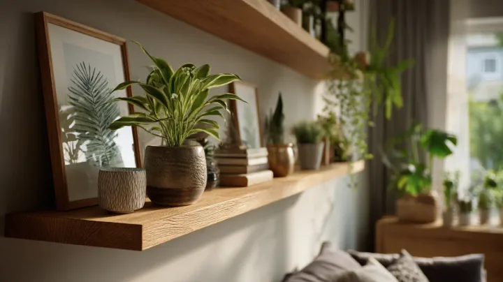 Floating shelf and art installed in Brooklyn New York